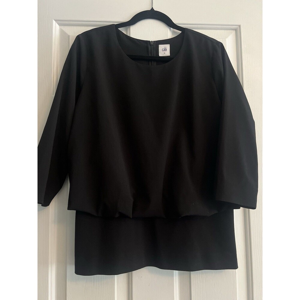 CaBi Indulgence Blouse 5205 Womens Medium M Black Blouson 3/4 Sleeve Flattering